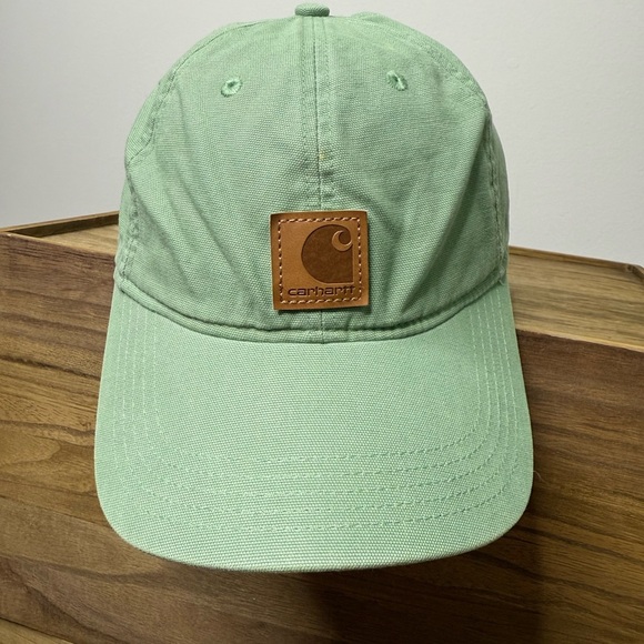 Carhartt Sage Green Hat with Tan Logo Patch - Picture 2 of 13
